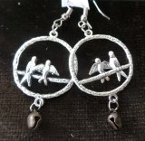 Серьги Две птицы, черненый металл, 5 см