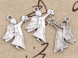 Ангел со звездой для украшений, черненый металл, 26Х23 мм