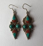 Серьги тибетские глаза, металл, 5 см